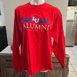 Gildan heavy cotton Liberty alumni long sleeve red shirt